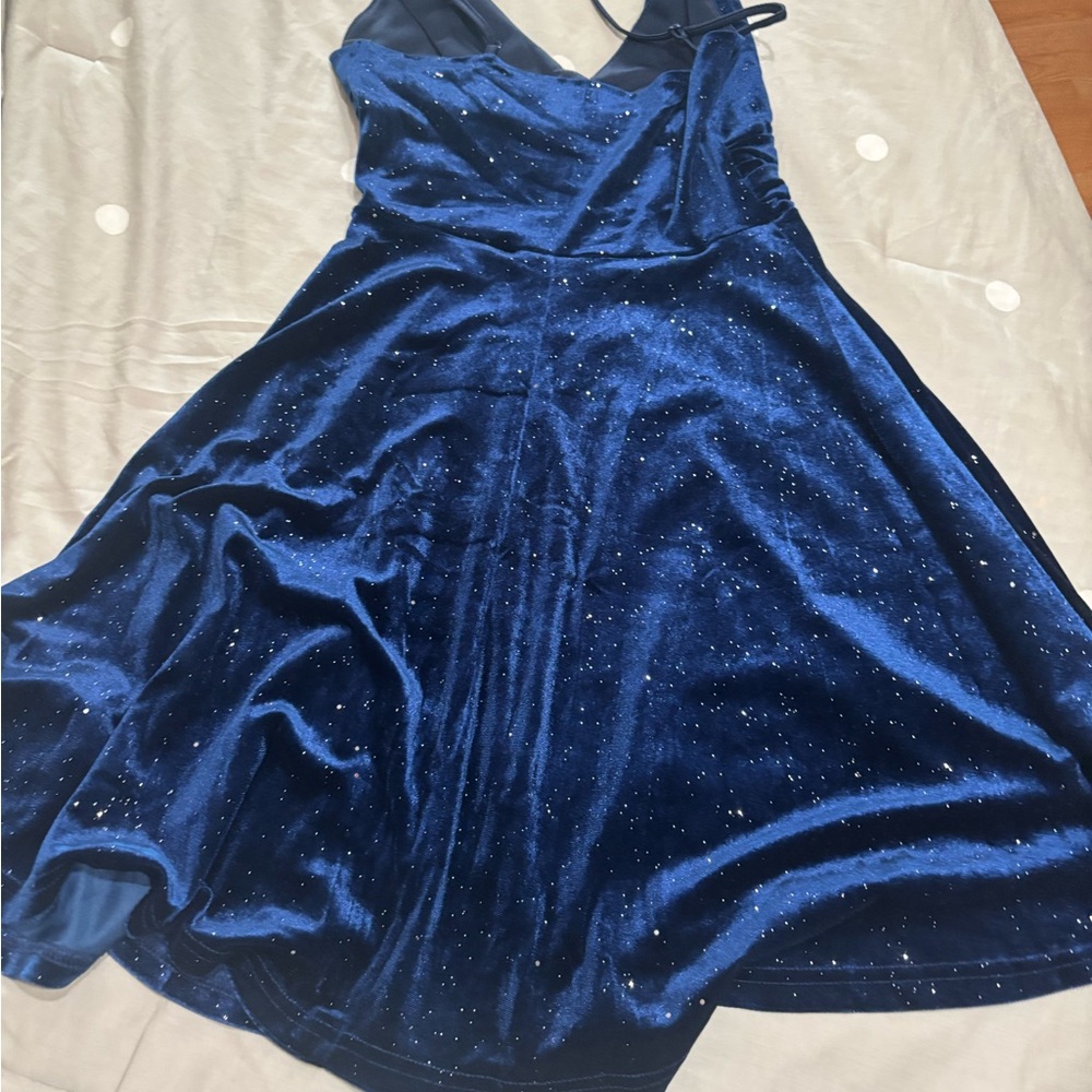 SHEIN Navy Blue Velvet Dress